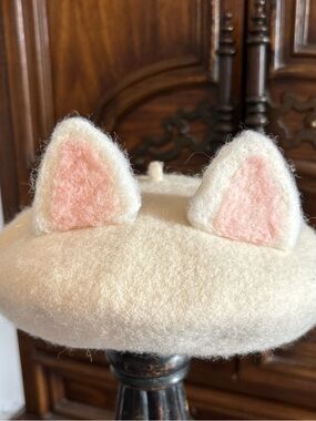 Cat kitten ear French beret hat